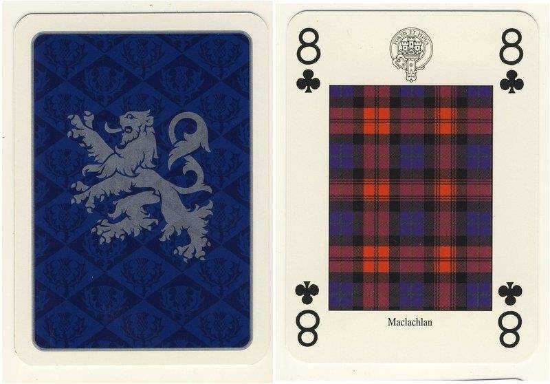 Восьмёрка треф из колоды карт игральных Кланы и клетчатые шерстяные ткани Шотландии
