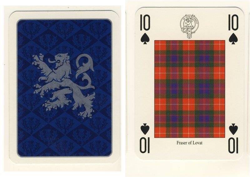 Десятка пик из колоды карт игральных Кланы и клетчатые шерстяные ткани Шотландии