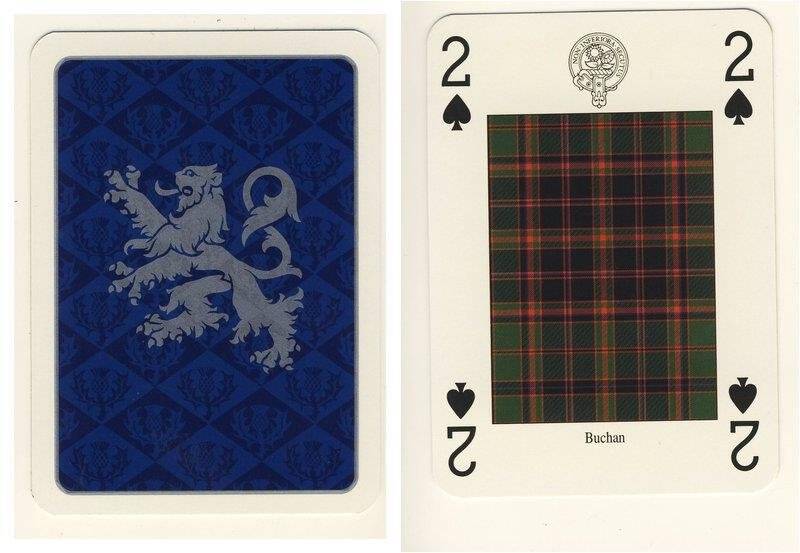 Двойка пик из колоды карт игральных Кланы и клетчатые шерстяные ткани Шотландии