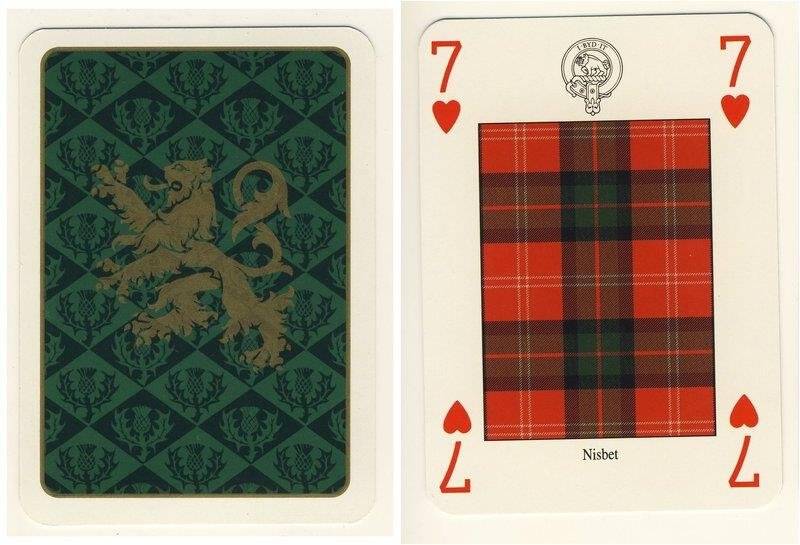 Семёрка червей из колоды карт игральных Кланы и клетчатые шерстяные ткани Шотландии