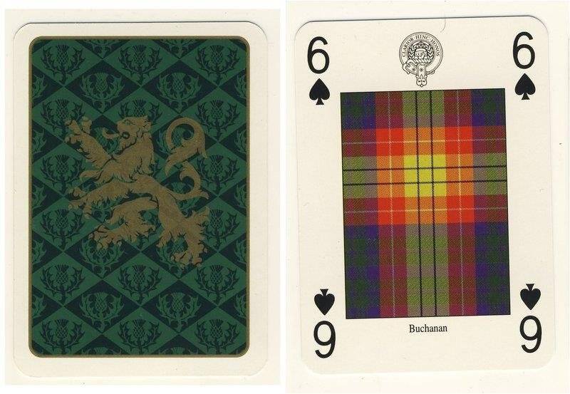 Шестёрка пик из колоды карт игральных Кланы и клетчатые шерстяные ткани Шотландии