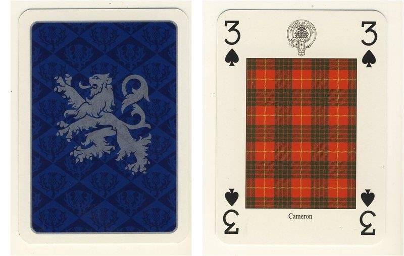 Тройка пик из колоды карт игральных Кланы и клетчатые шерстяные ткани Шотландии