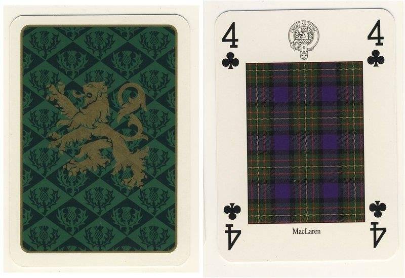 Четвёрка треф из колоды карт игральных Кланы и клетчатые шерстяные ткани Шотландии