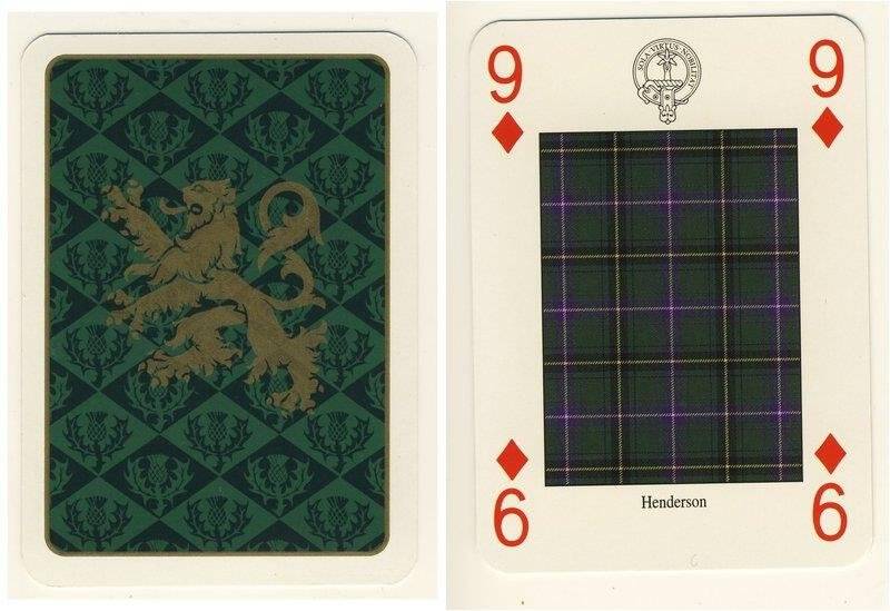 Девятка бубен из колоды карт игральных Кланы и клетчатые шерстяные ткани Шотландии