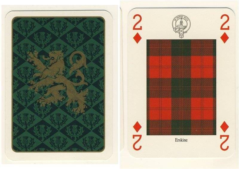 Двойка бубен из колоды карт игральных Кланы и клетчатые шерстяные ткани Шотландии