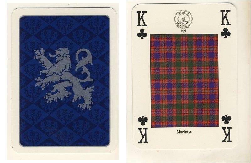 Король треф из колоды карт игральных Кланы и клетчатые шерстяные ткани Шотландии