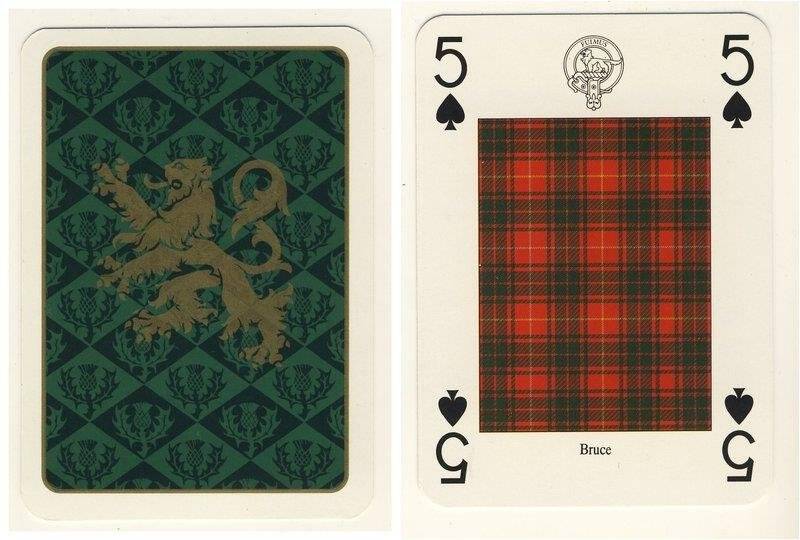 Пятёрка пик из колоды карт игральных Кланы и клетчатые шерстяные ткани Шотландии