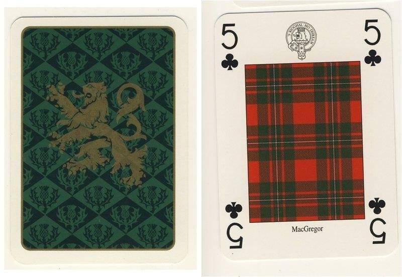 Пятёрка треф из колоды карт игральных Кланы и клетчатые шерстяные ткани Шотландии