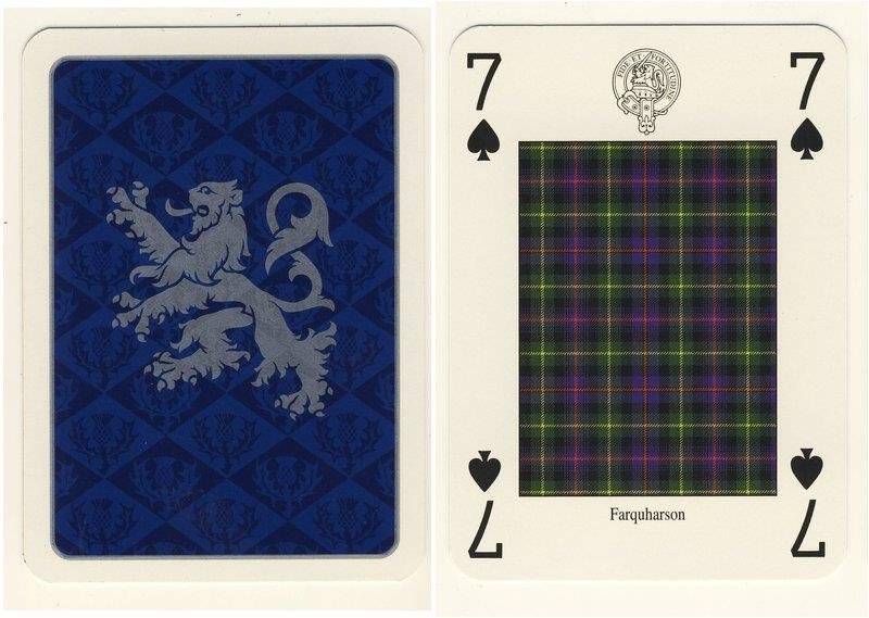 Семёрка пик из колоды карт игральных Кланы и клетчатые шерстяные ткани Шотландии