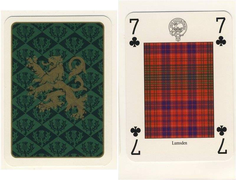 Семёрка треф из колоды карт игральных Кланы и клетчатые шерстяные ткани Шотландии