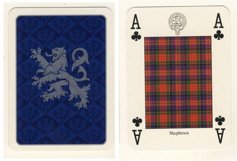 Туз треф из колоды карт игральных Кланы и клетчатые шерстяные ткани Шотландии