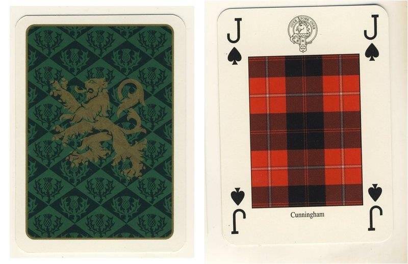 Валет пик из колоды карт игральных Кланы и клетчатые шерстяные ткани Шотландии