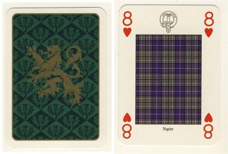 Восьмёрка червей из колоды карт игральных Кланы и клетчатые шерстяные ткани Шотландии