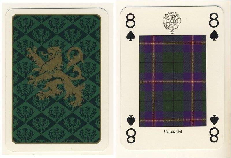 Восьмёрка пик из колоды карт игральных Кланы и клетчатые шерстяные ткани Шотландии