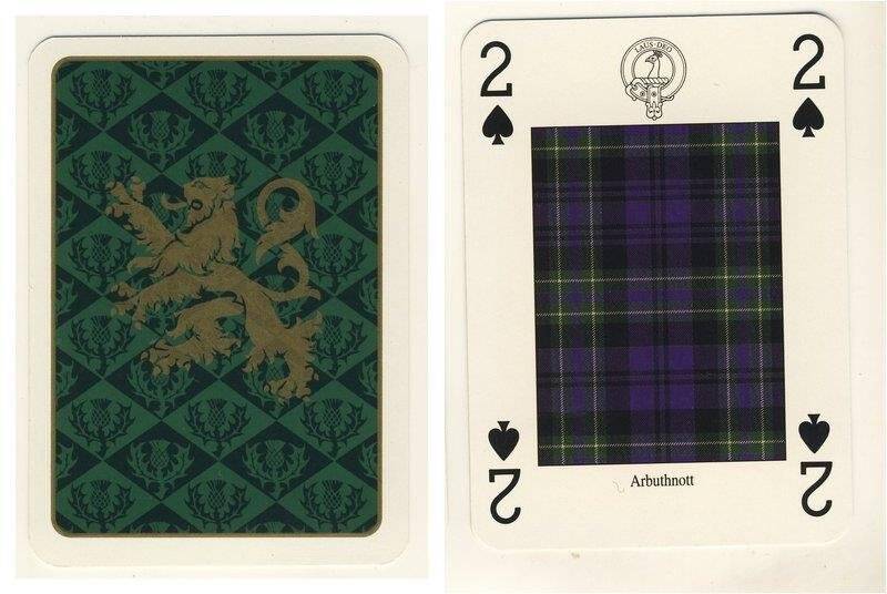 Двойка пик из колоды карт игральных Кланы и клетчатые шерстяные ткани Шотландии