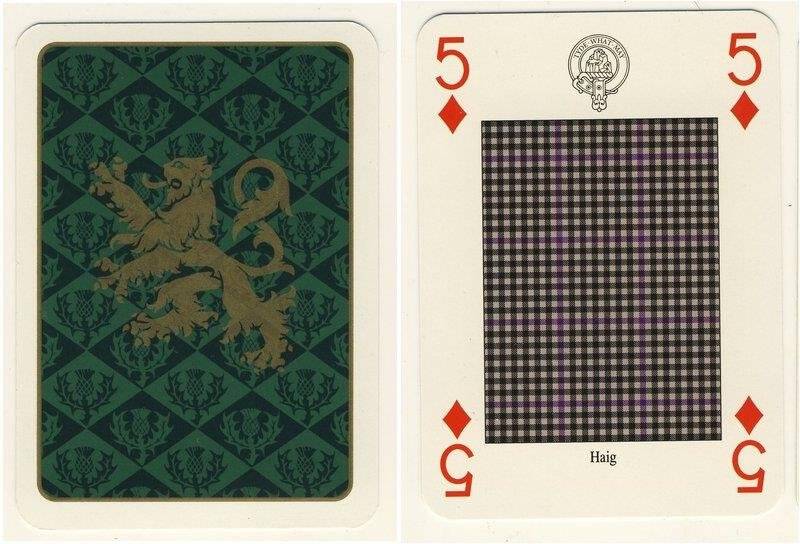 Пятёрка бубен из колоды карт игральных Кланы и клетчатые шерстяные ткани Шотландии