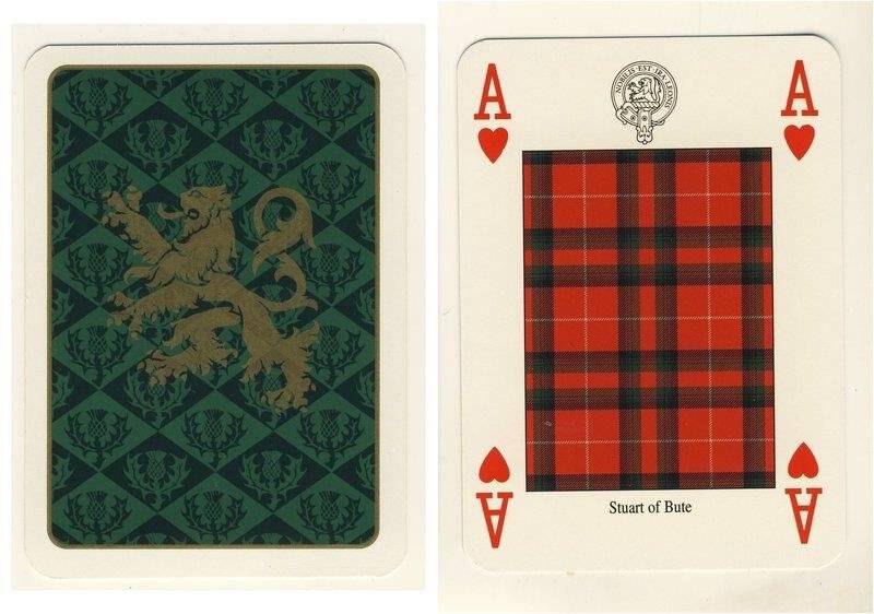 Туз червей из колоды карт игральных Кланы и клетчатые шерстяные ткани Шотландии