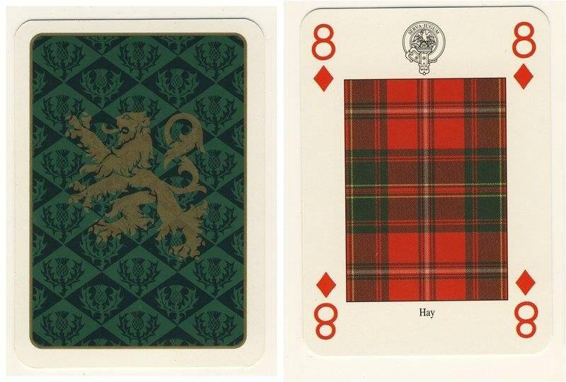 Восьмёрка бубен из колоды карт игральных Кланы и клетчатые шерстяные ткани Шотландии