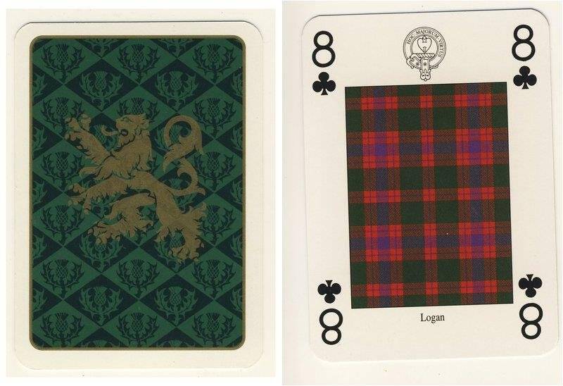 Восьмёрка треф из колоды карт игральных Кланы и клетчатые шерстяные ткани Шотландии