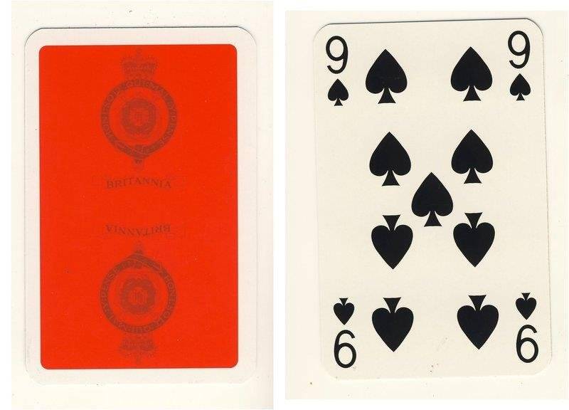 Девятка пик из колоды карт игральных Британия