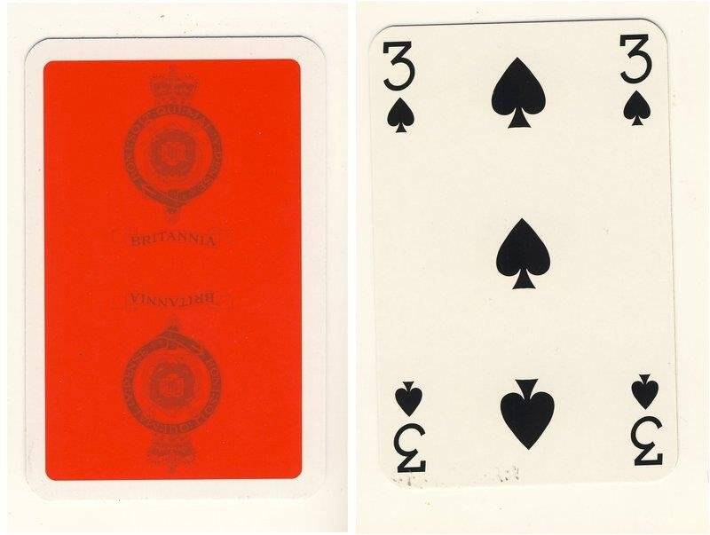 Тройка пик из колоды карт игральных Британия
