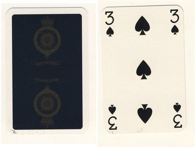 Тройка пик из колоды карт игральных Британия