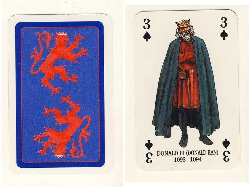 Тройка пик из колоды карт игральных Короли и королевы Шотландии