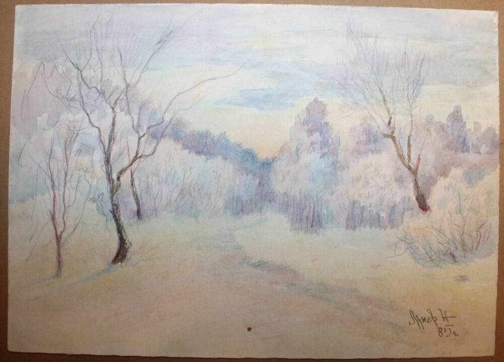 Рисунок Зимний лес, автор Н.А. Лунев