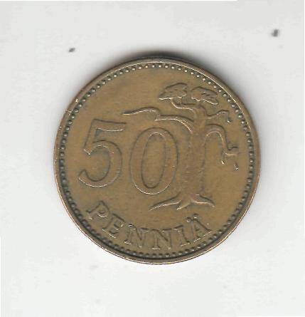 Монета 50 пенни 1970 г. Финляндия.