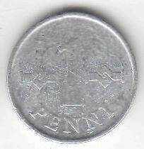 Монета 1 пенни 1971 г. Финляндия.
