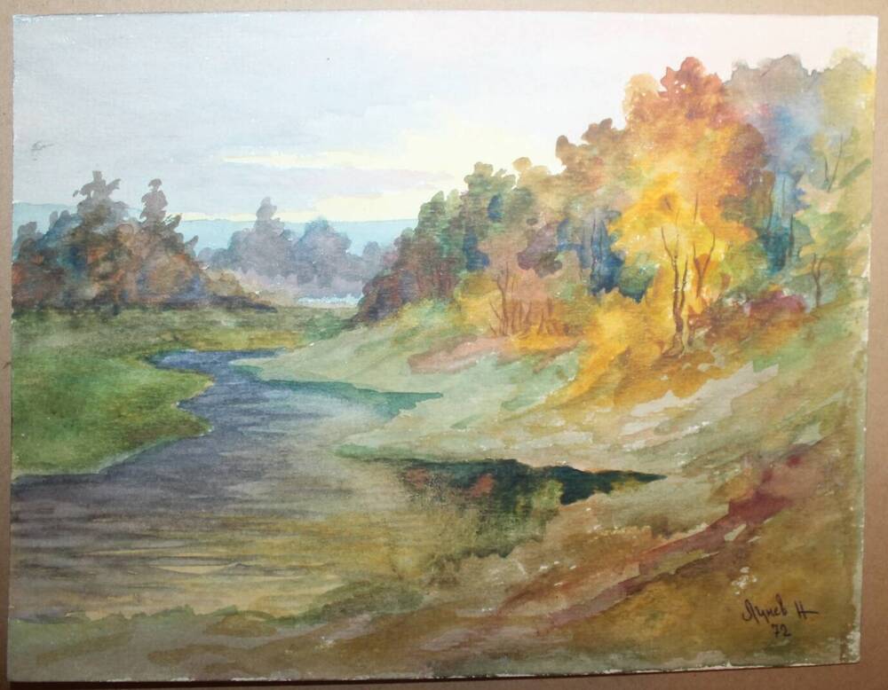 Рисунок Осенний пейзаж, автор Н.А. Лунев