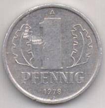 Монета Германской Демократической Республики 1 пфенниг