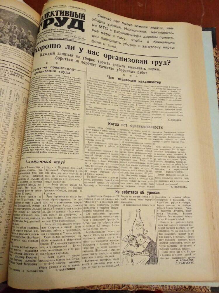 Газета Коллективный труд № 117 от 28 сентября 1956 г., из подшивки газет.