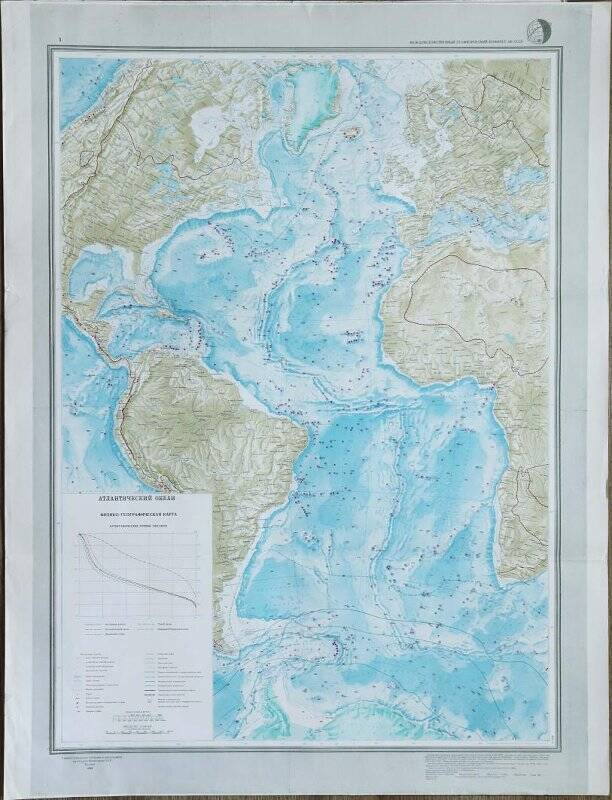 Карта физико-географическая. «Атлантический океан». из комплекта геологических карт Атлантического океана