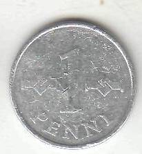 Монета 1 пенни 1973 г. Финляндия.