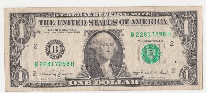 Банкнота 1 доллар.