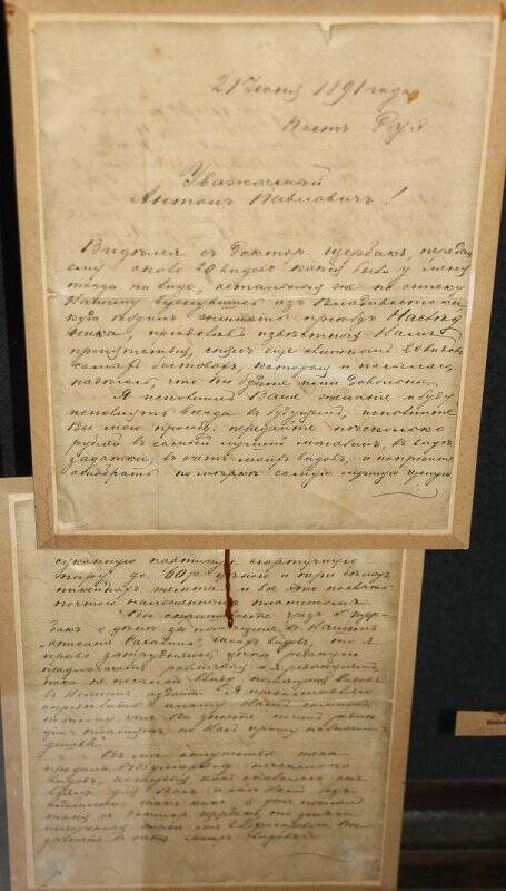 Муляж. Письмо И.И. Павловского А.П. Чехову от 12 июня 1891г.