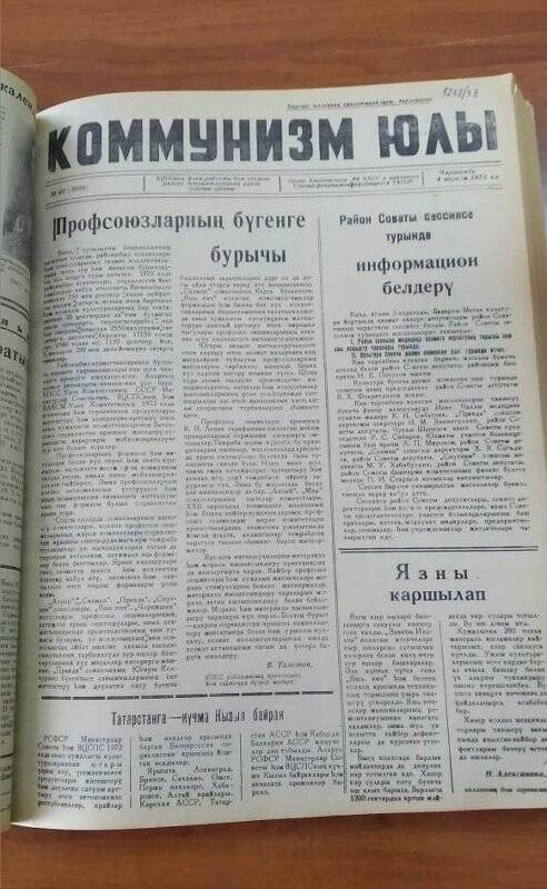 Газета. «Коммунизм юлы», № 40 (3608), 4 апрель 1973 ел