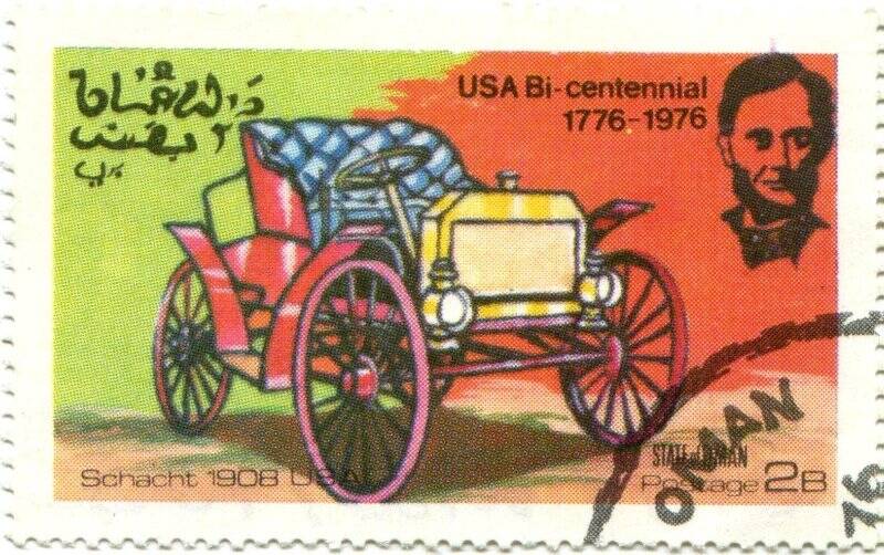 Марка почтовая. USA Bi-centennial 1776-1976. State of Oman.