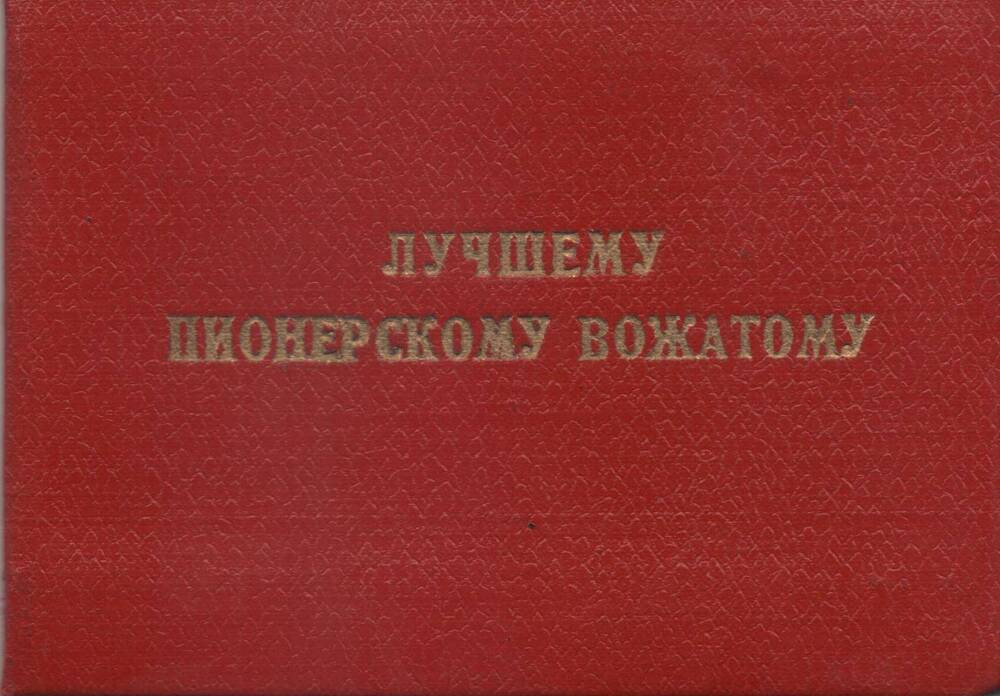 Удостоверение Лучшему пионерскому вожатому - Метекиной Аллы Сергеевны .