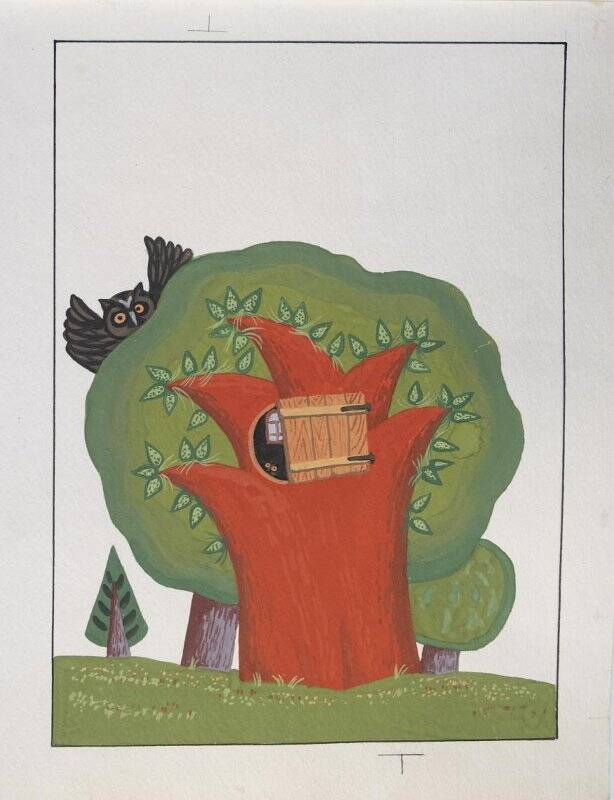 гуашь. Иллюстрация к детской книге «Пелё».