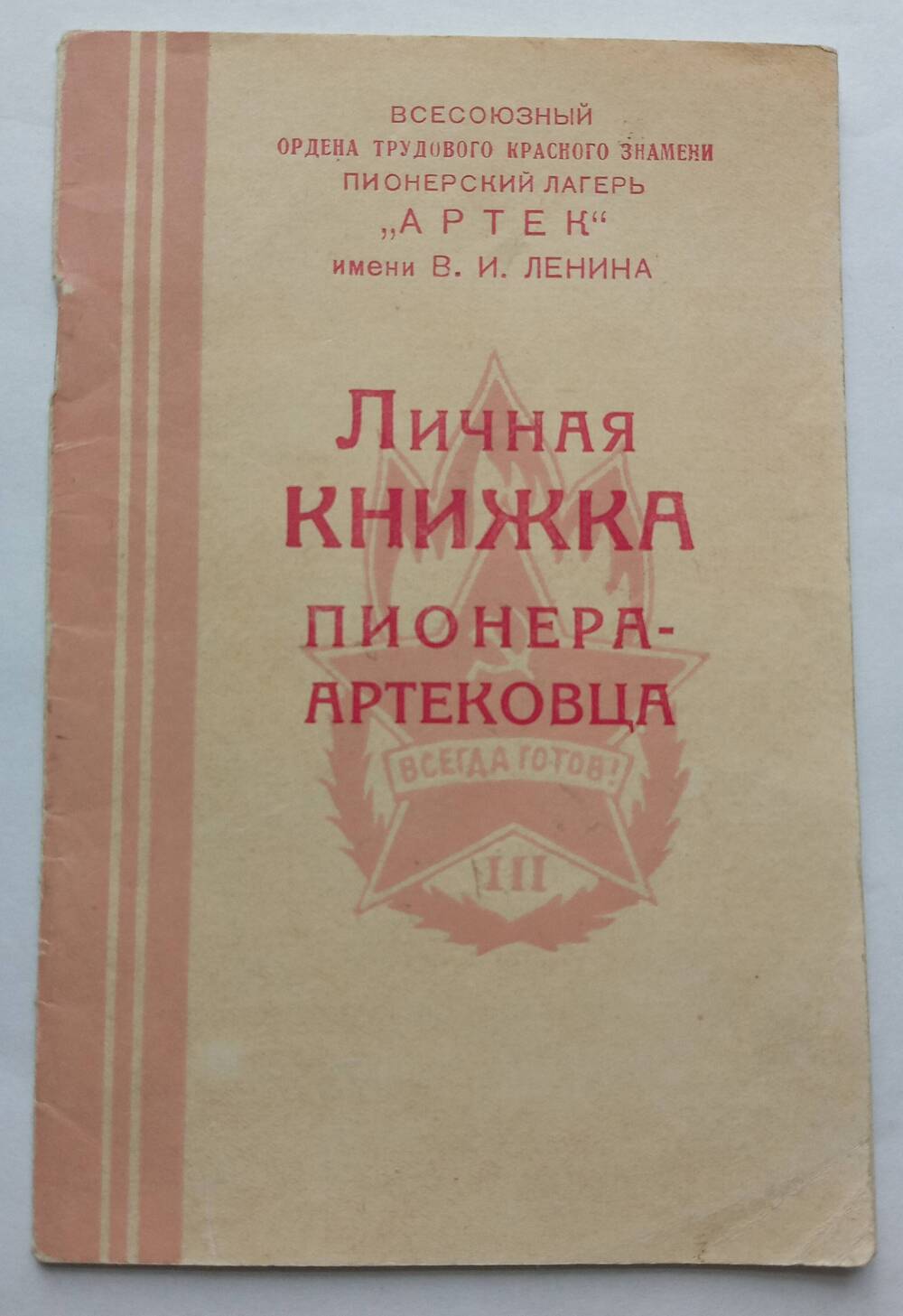 Личная книжка пионера-артековца Кокарева Г.