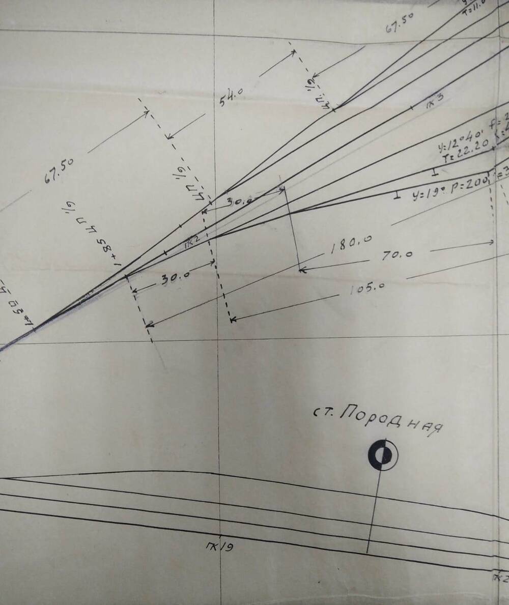 Чертеж План деповских путей у ст.Породная