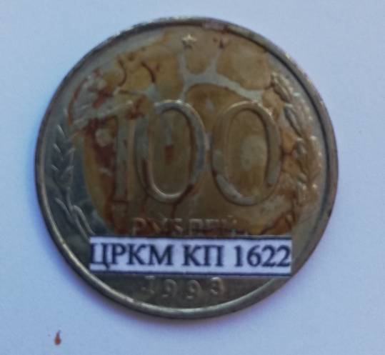 Монета, достоинством 100 рублей, образца 1993 года.