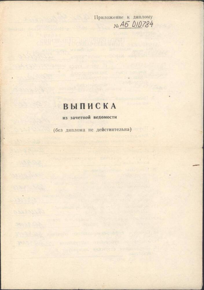 Выписка из ведомости Головатого И.Ф.