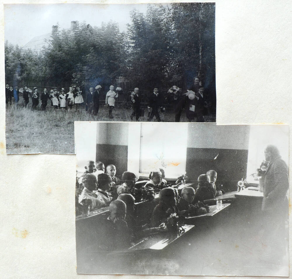 Фото. В.Я.Синельщиков в классе с учениками Тарутинской школы.