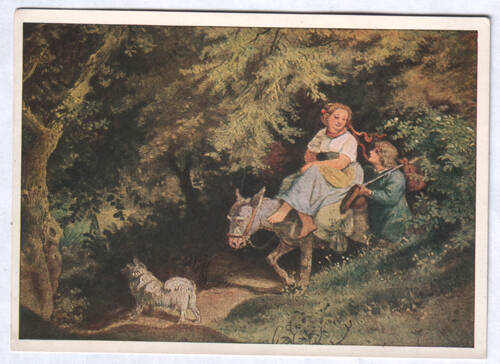 Карточка почтовая. Ritt durch den Wald. Из комплекта открыток Adrian Ludwig Richter(1803-1884), принадлежавшего Е.Я. Эфрон. 