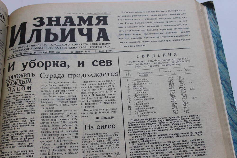 Газета «Знамя Ильича» №101 (6252)