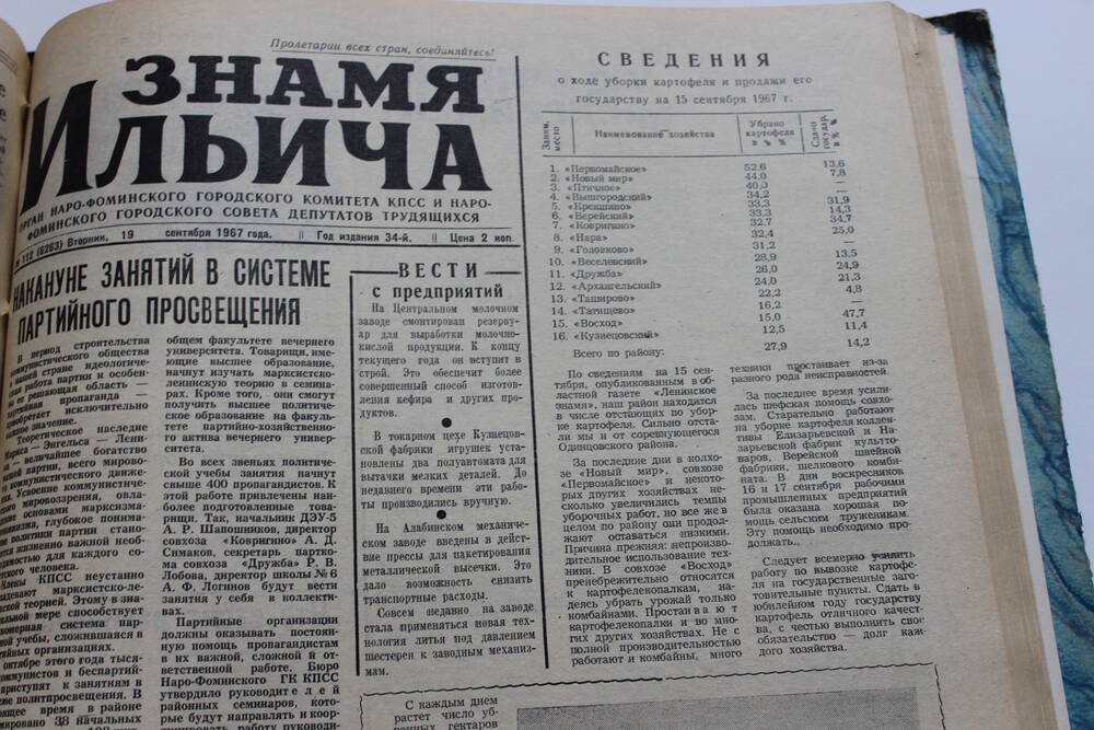 Газета «Знамя Ильича» №112 (6263)