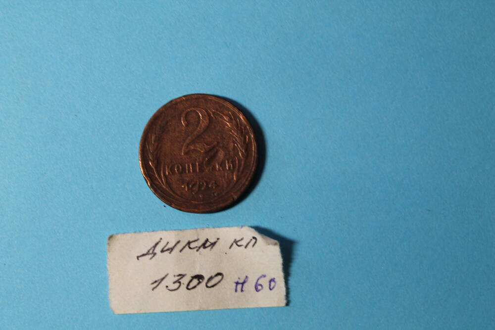 Монета 2 копейки 1924г.
